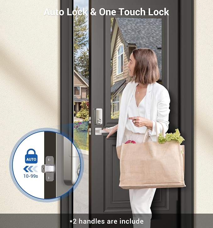 Veise Fingerprint Door Lock Set, Keyless Entry Door Lock, Front Handle Set - Image 4
