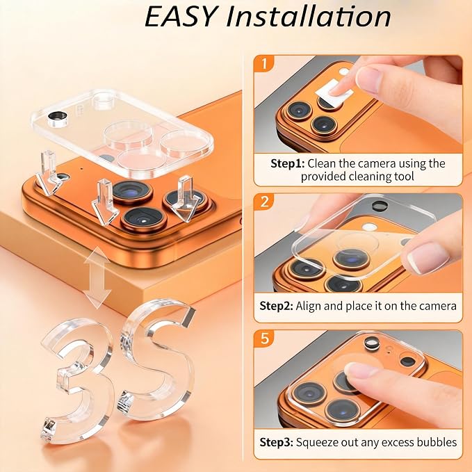 3PCS Rear Back Camera Lens Protector Tempered Glass - Image 6