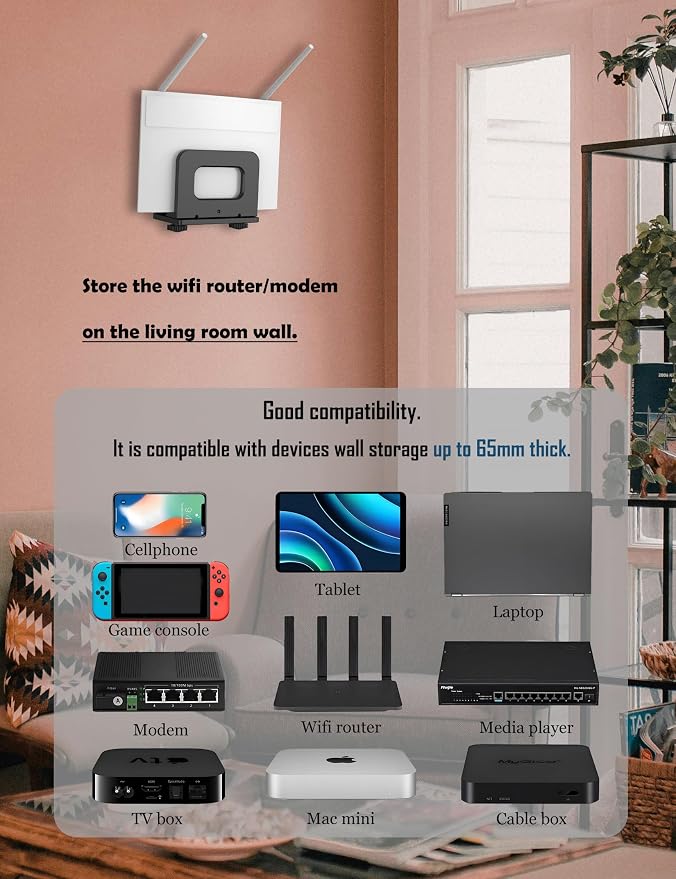 Cable Box Wall Mount for WiFi Router/Modem Shelf for Apple TV/ROKU, Compatible - Image 4