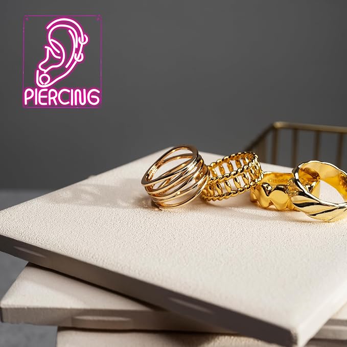 Ear Piercing Neon Sign, Cool Pink Dimmable LED Creative Ear Earring Neon Light - Image 4
