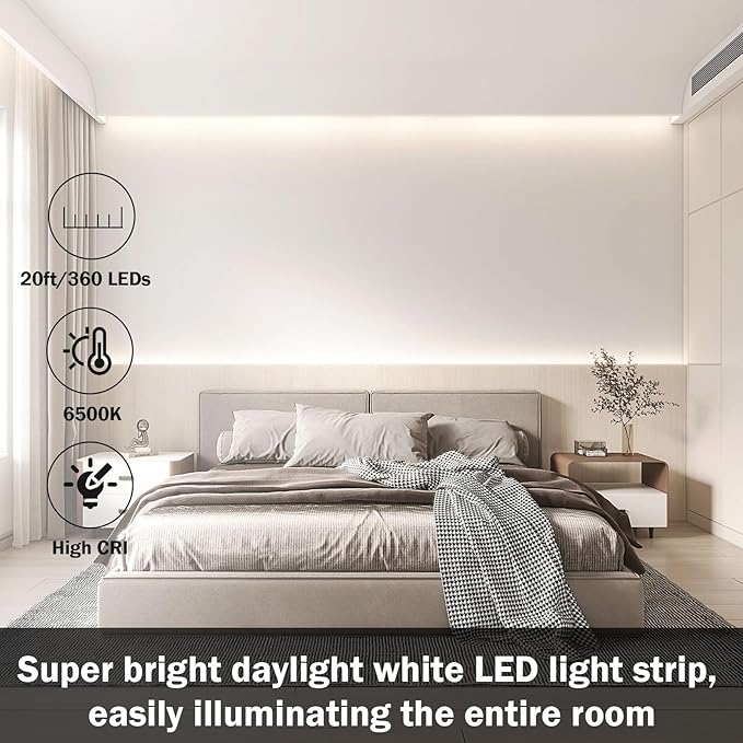 20FT White LED Strip Lights - Image 4