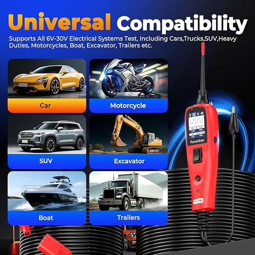 Autel PowerScan PS100 Automotive Circuit Tester 2.0, 12-24V Power Circuit Probe - Image 7