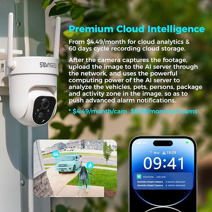 Vicohome 2CQ4 2K AI Solar Security Camera Wireless Outdoor, Battery Powered Cam - Image 5