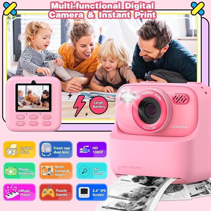 masterbee Kid Camera Instant Print Photo, Birthday Gifts - Image 2