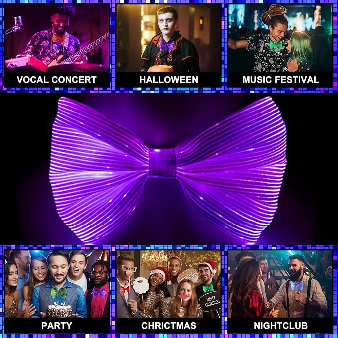 light up bow tie LED Fiber Optic Bowtie 7 Colors & 5 Modes - Image 5