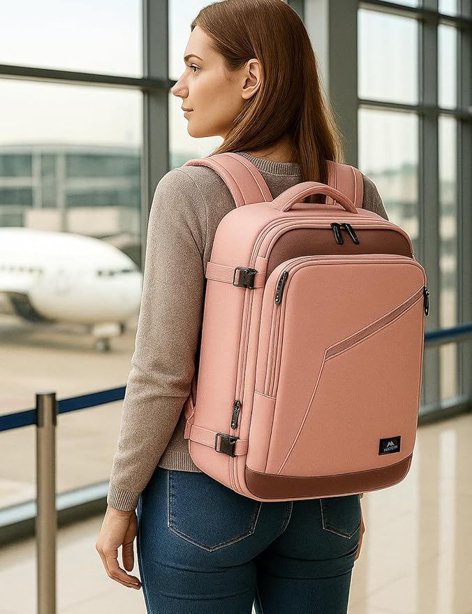MATEIN Pink Travel Backpack for Women, 40L Water Resistant Carry on Backpack - Image 9