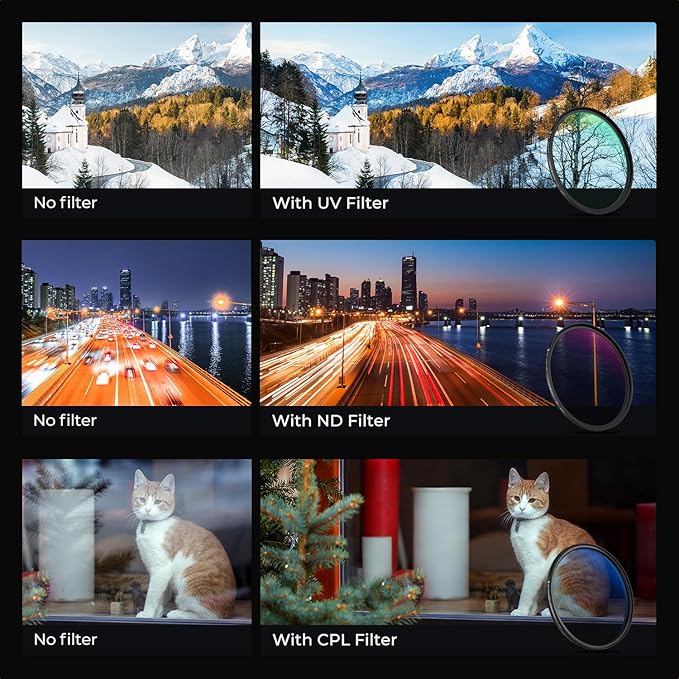 K&F CONCEPT 95mm UV/CPL/ND Lens Filter Kit-18 Multi-Layer Coatings, UV Filter + - Image 4