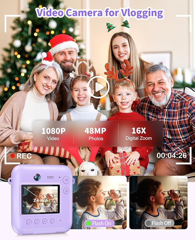 Digital Camera for Kids Instant Print, 48MP Dual-Lens Kids Camera for Girls - Image 4