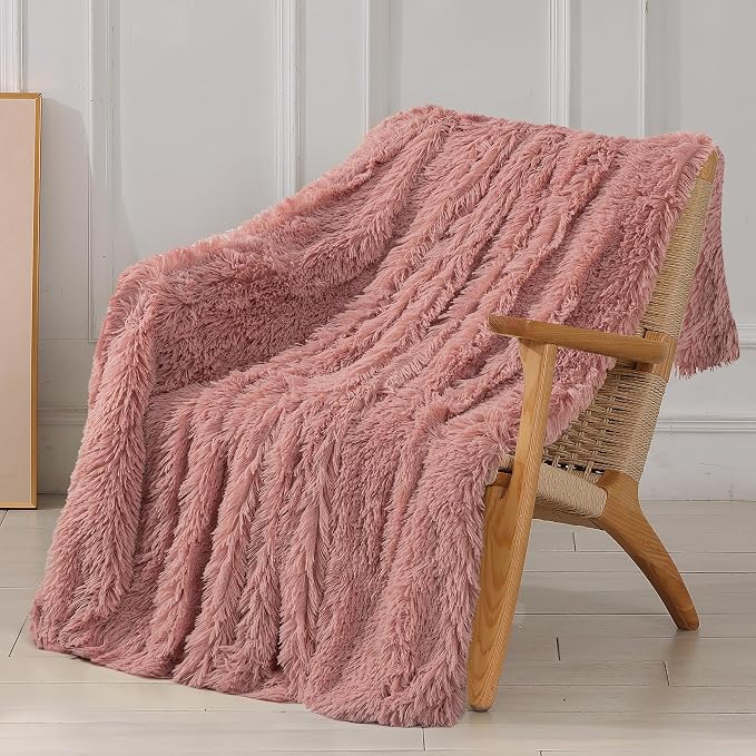 Tuddrom Decorative Extra Soft Fuzzy Faux Fur Throw Blanket 50" x 60", Solid by Tuddrom