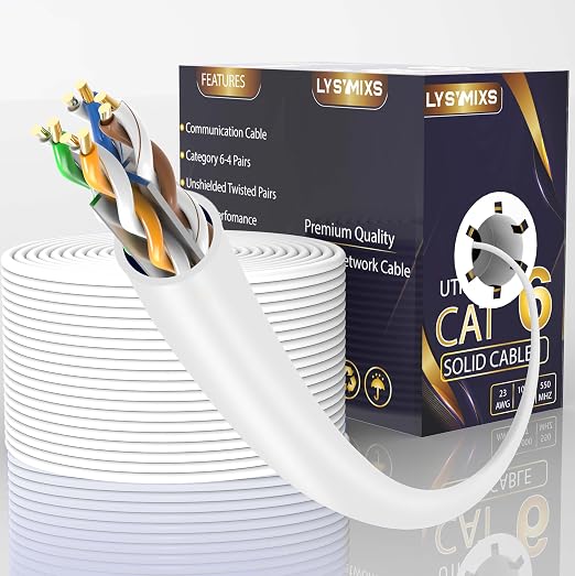 Cat6 Ethernet Cable 1000FT Channel Test Pass, Cat6 1000ft Ethernet Cable 23AWG by Lysymixs