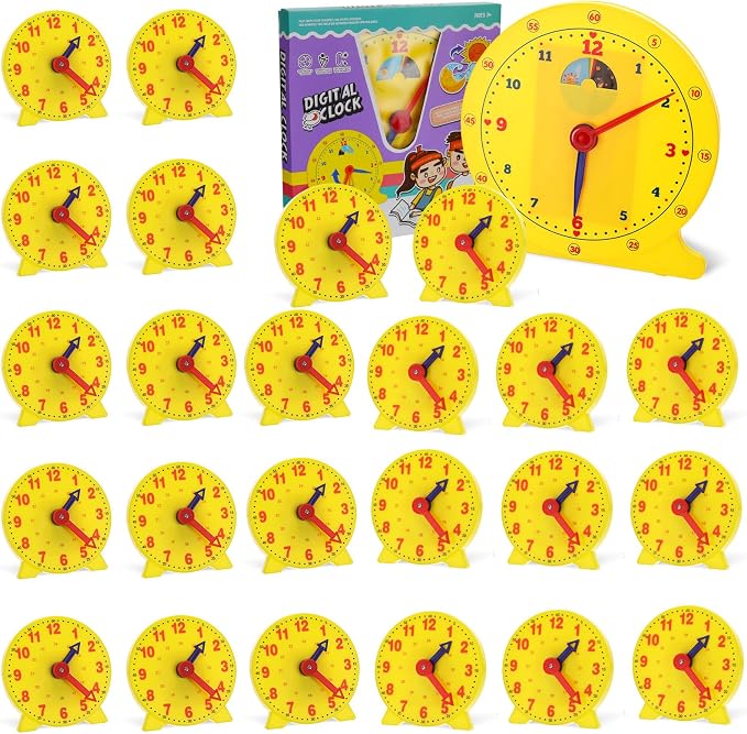 Lenwen 26 Pcs Classroom Clock Kit 24 Hours Learn to Tell Time Teaching Clock Toy by Lenwen