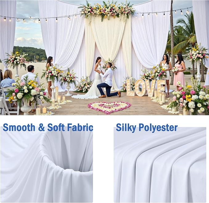 50ft x 12ft Wrinkle Free White Backdrop Curtains - Image 4