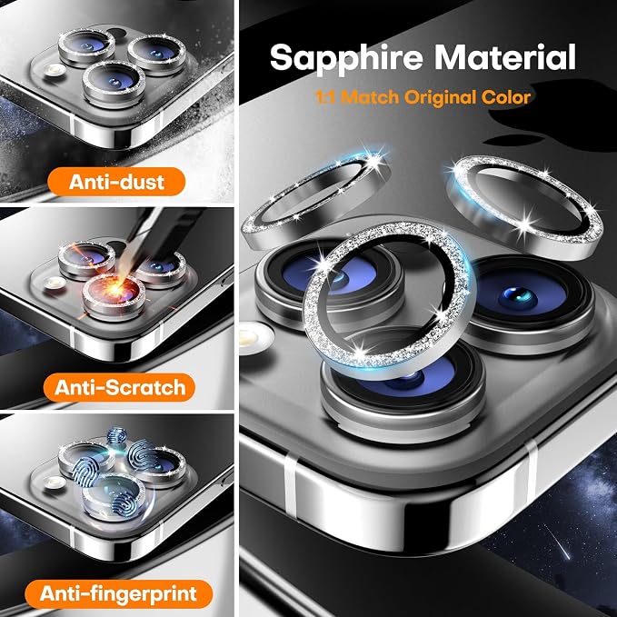 for iPhone 15 Pro/15 Pro Max Camera Lens Protector, Tempered Glass Screen - Image 3