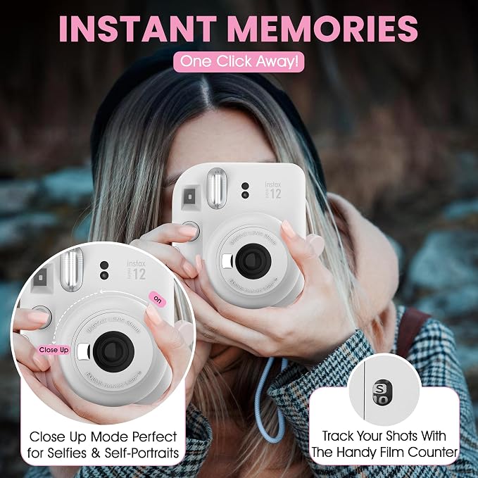 Fujifilm Instax Mini 12 Instant Camera Clay White + Minimate Custom Designed - Image 8