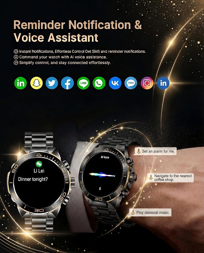 SOUYIE Men's Smart Watch with Bluetooth Call, 1.43" AMOLED Round Dial, Luxury - Image 3