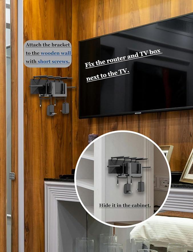 Wall Mount Shelf for WiFi Router, TV Box, Universal Cable Box Shelf Compatible - Image 6