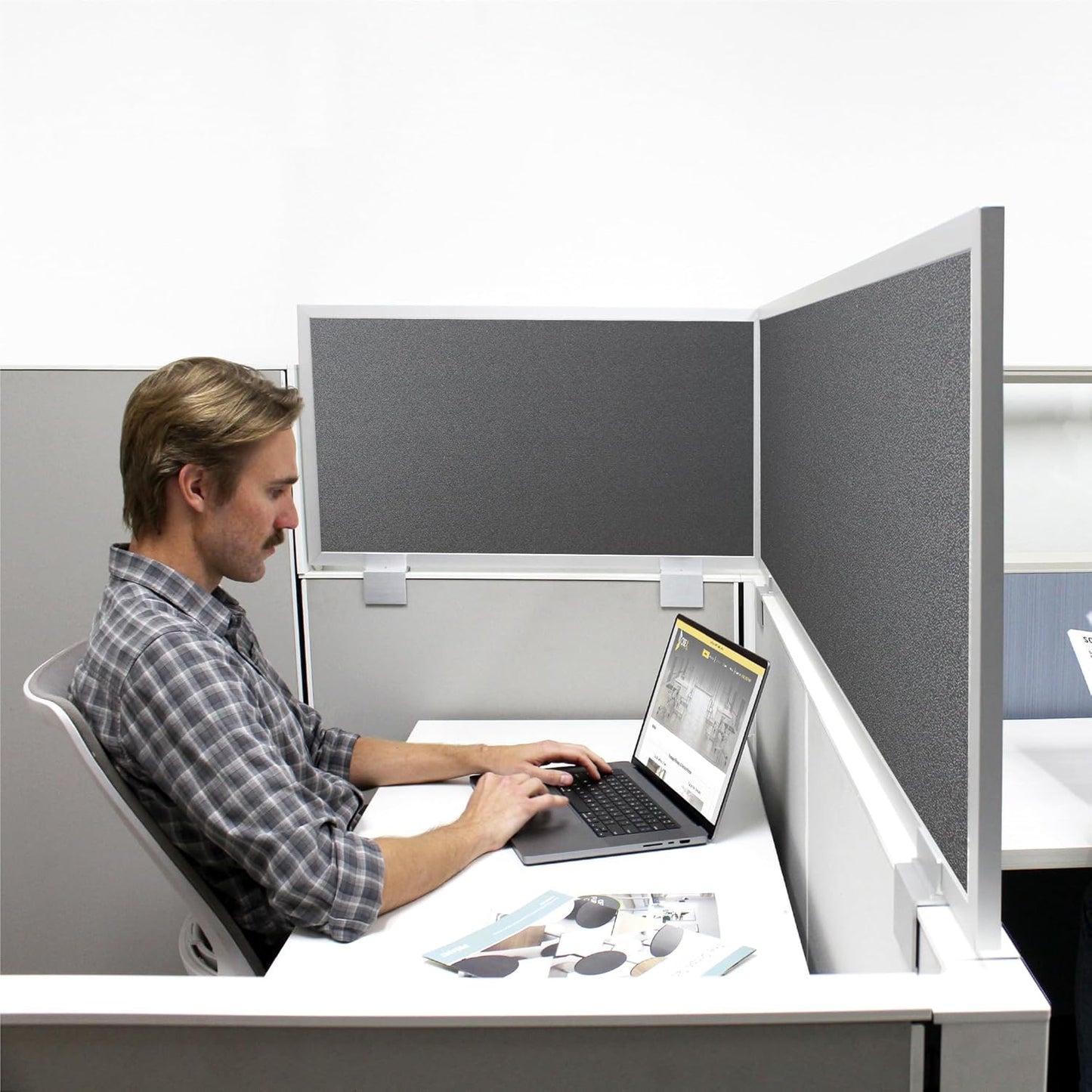 OBEX Acoustical Cubicle Privacy Screen Extender Desk Panel & Office Divider, Add Separation & Block Noise, 12" x 48", Graphite