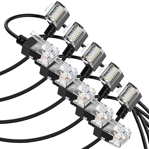 Cat6A Ethernet Cable 90 Degree Right Angled 10FT 5Pack, Flexible Slim & Ultra by Thzzhnno