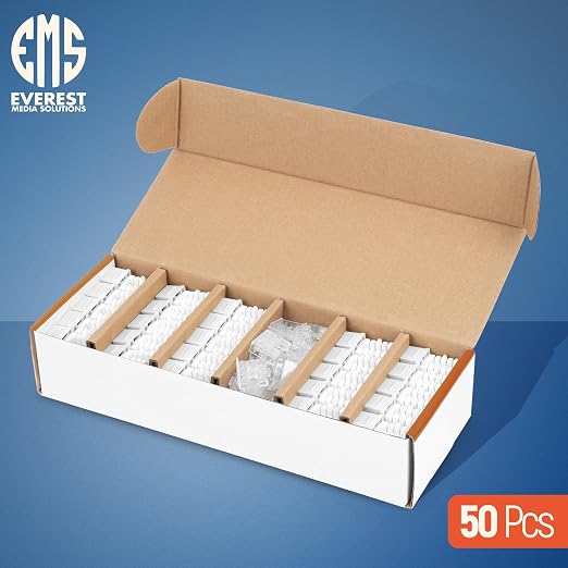 Everest 90° Angled RJ45 Cat6A Keystone Jacks 50-Pack in White - Image 2