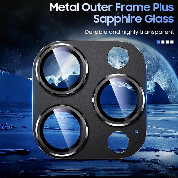 Uyiton for iPhone 13 Pro/iPhone 13 Pro Max Camera Lens Protector, Metal Ring - Image 4