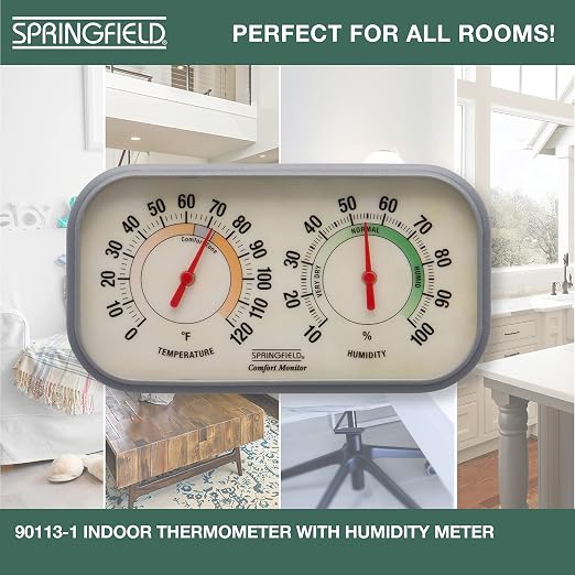 Springfield Color Track Humidity Meter and Indoor Thermometer, Analog Weather - Image 4