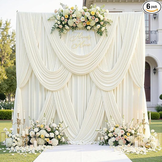 30ftx12ft Wrinkle Free Ivory Backdrop Curtains by CO-AVE