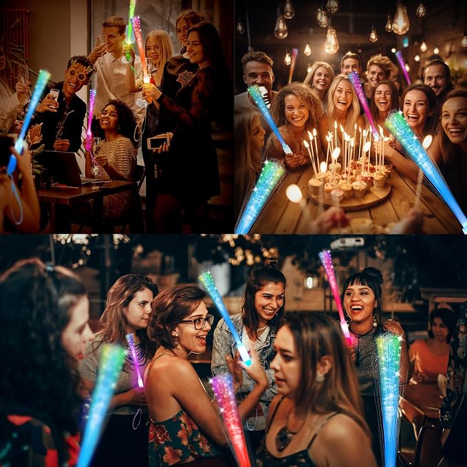 SHQDD 28 PCS Glow Fiber Wands Sticks, LED Light Wands, Glow in The Dark Party - Image 5