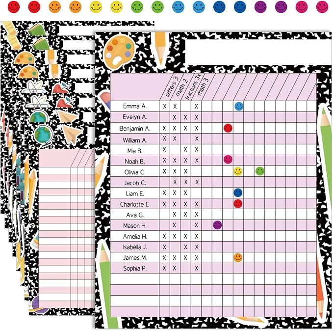 8pcs Attendance Charts for Classroom Management 11x13.8in Multi-Color Incentive by Unknown