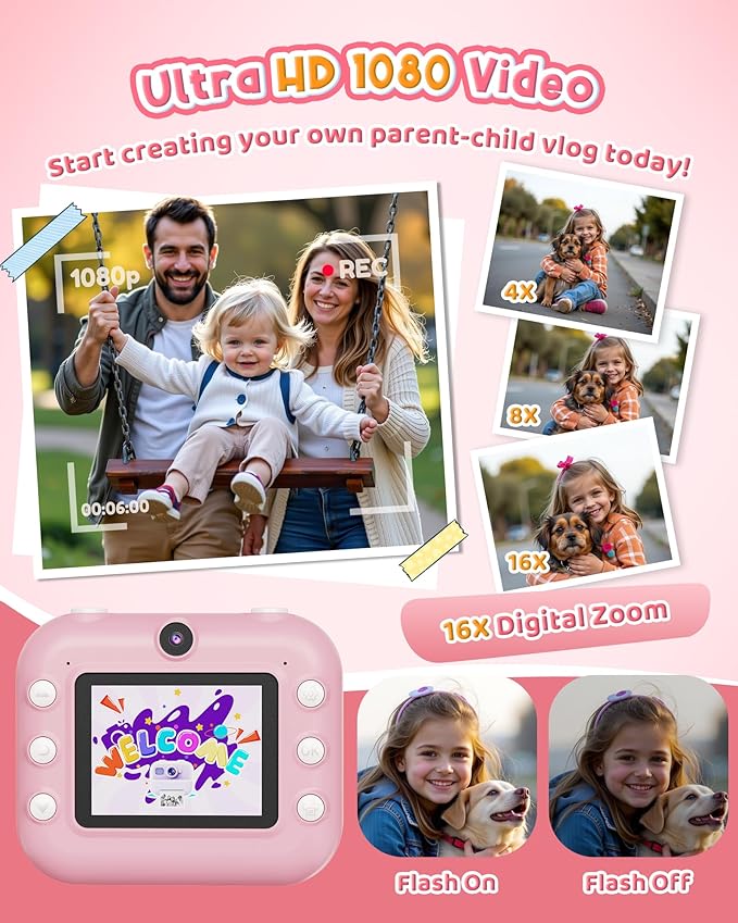 Instant Camera, Front Rear Dual Selfie Kids Camera - Image 4