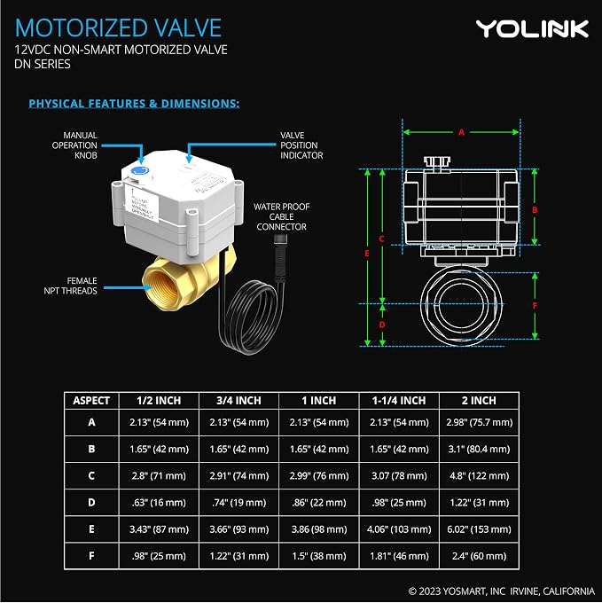 YoLink X3 Valve Controller Kit, 1-1/4" Brass Motorized Ball Valve, LoRa Long - Image 5