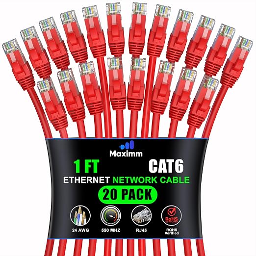 Maximm Cat 6 Ethernet Cable 1 ft by MaximmCable