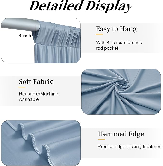 20ft x 15ft Dusty Blue Backdrop Curtains - Image 5