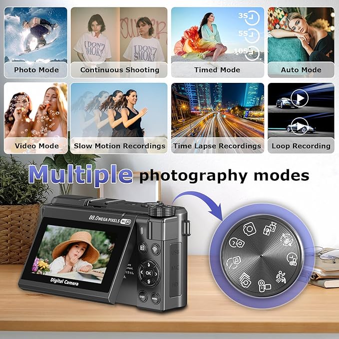 8K Digital Camera for Photography, 88MP Autofocus Vlogging Camera for YouTube - Image 5
