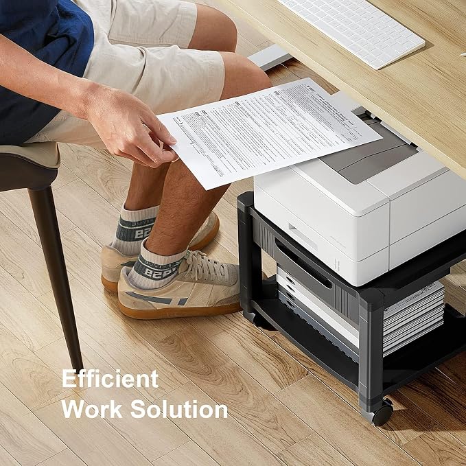 HUANUO Printer Stand with Cable Management and Storage Drawer, Printer Table - Image 6