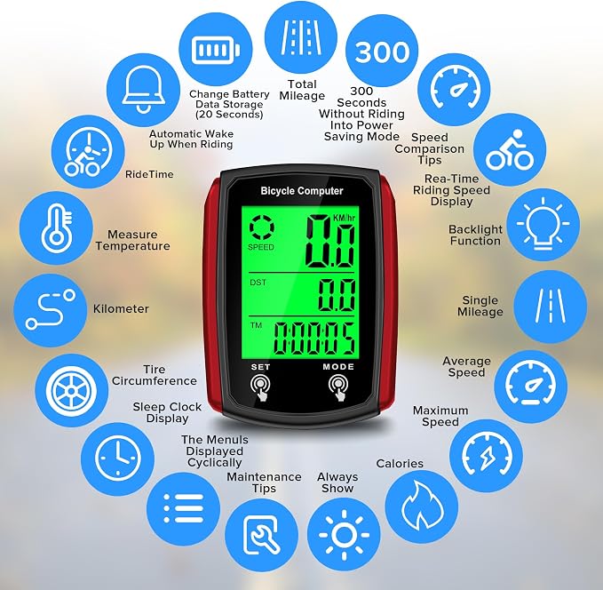 Bike Computer and Bicycle Odometer Wired MPH KM/H Bike Speedometer - Image 2