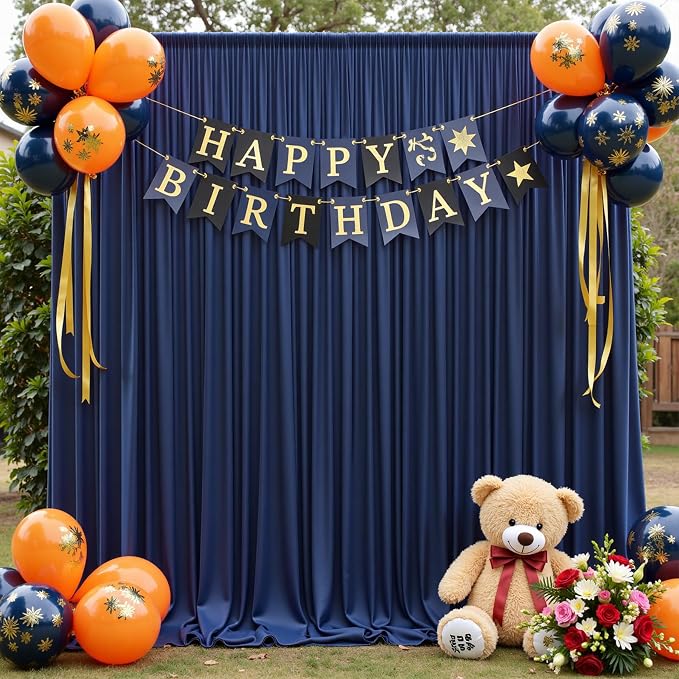 12ft x 10ft Navy Blue Backdrop Curtains - Image 3