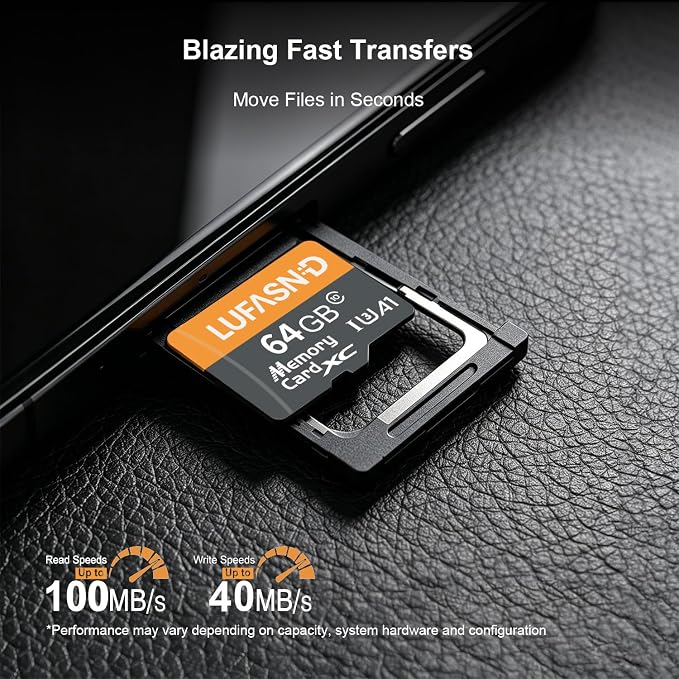 2-Pack 64GB Micro SD Card with Adapter, High Speed U3 C10 V30 SDXC Memory Card - Image 2