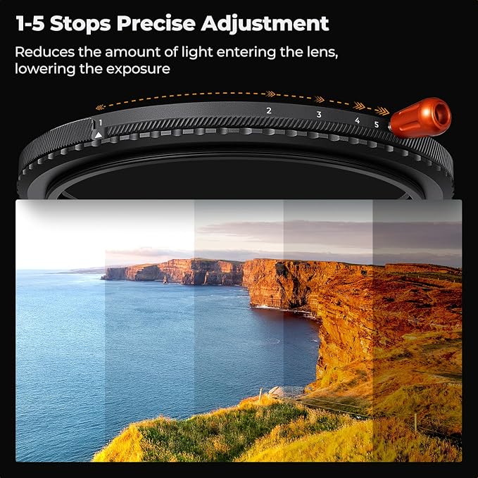 K&F CONCEPT 95mm Black Diffusion Mist Effect 1/4 & Variable ND2-32 & Circular - Image 5