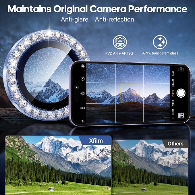 for iPhone 17 Camera Lens Protector Bling, Individual Diamond Metal Ring - Image 4