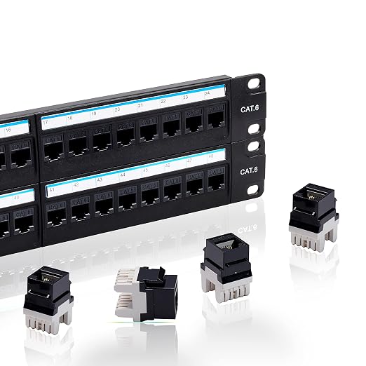 Cat6 Patch Panel 48 Port with Keystone, RJ45 Network Panel 19 Inch, Punch Down by Lysymixs