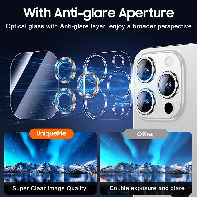 UniqueMe Compatible for 3 Pack iPhone 15 Pro/iPhone 15 Pro Max Camera Lens - Image 4
