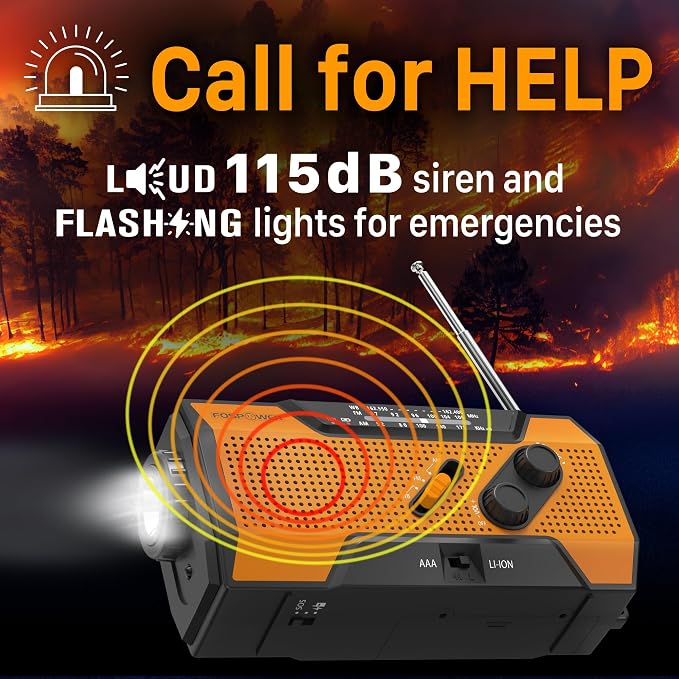 FosPower NOAA Emergency Weather Radio A1 7400mWh Portable Power Bank, - Image 4