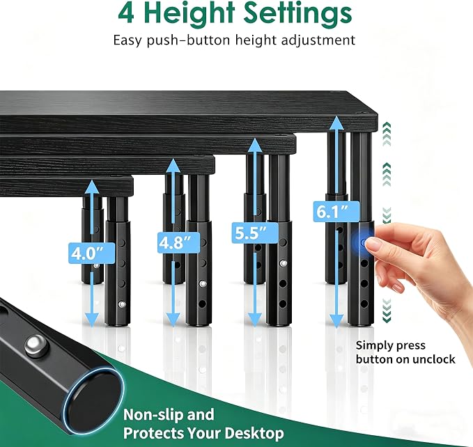 OPNICE Desk Organizers and Accessories, Adjustable Computer Monitor Stand Riser - Image 2