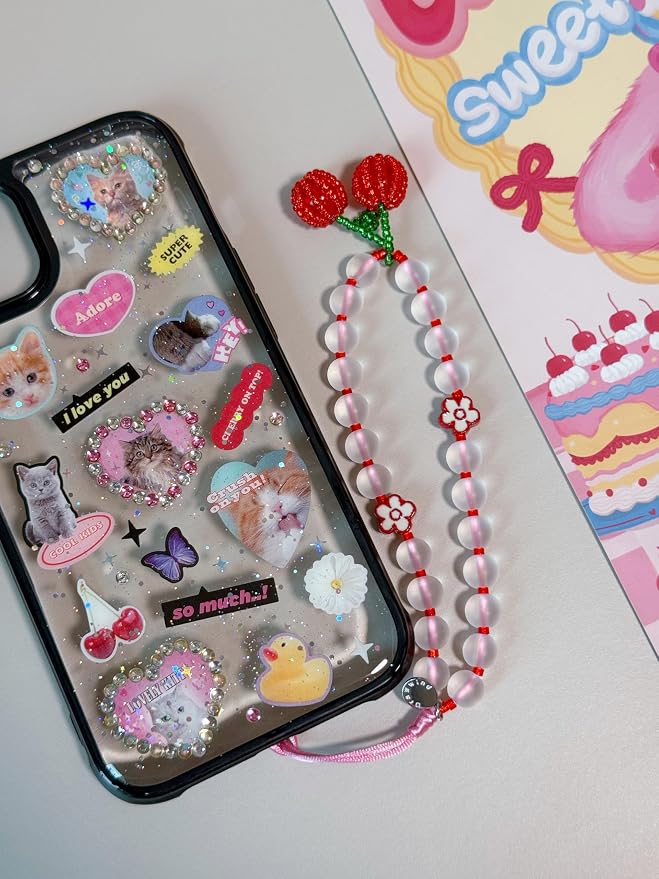Drawwind Phone Charm Beaded Wristlet Strap Universal Cell Phone Lanyard Cute - Image 3