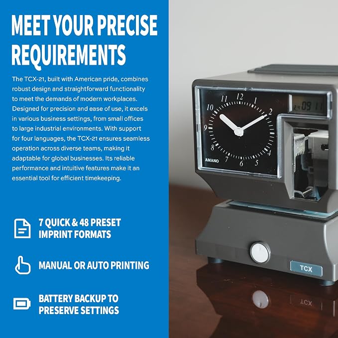 Amano TCX-21 Time Clock for Employees - Image 3
