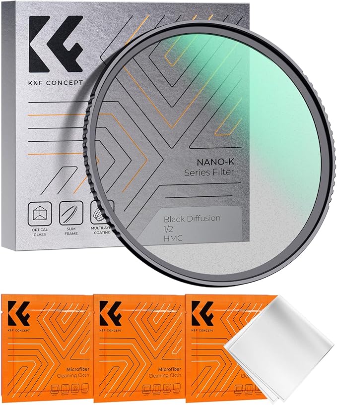 K&F CONCEPT 55mm Black Diffusion 1/2 Filter Mist Cinematic Effect Filter by KFCONCEPT