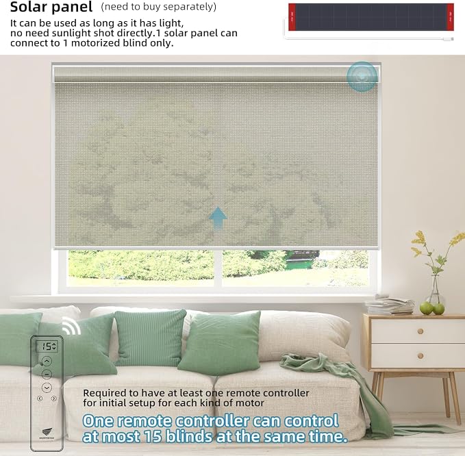 SmartWings Motorized Roller Shade, 50% Light Filtering Smart Window Blinds - Image 2