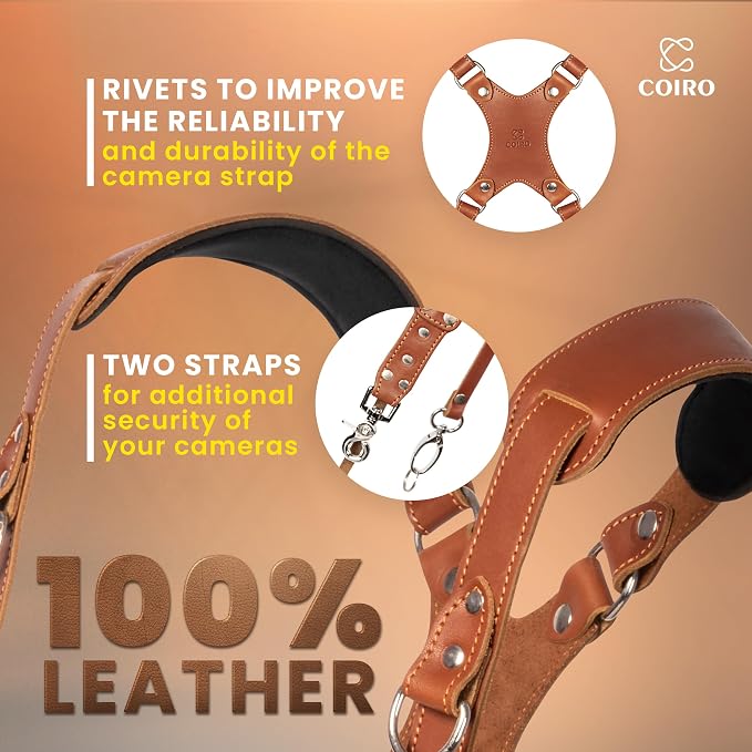 C Coiro Dual Camera Harness Shoulder Leather Camera Strap - Image 3
