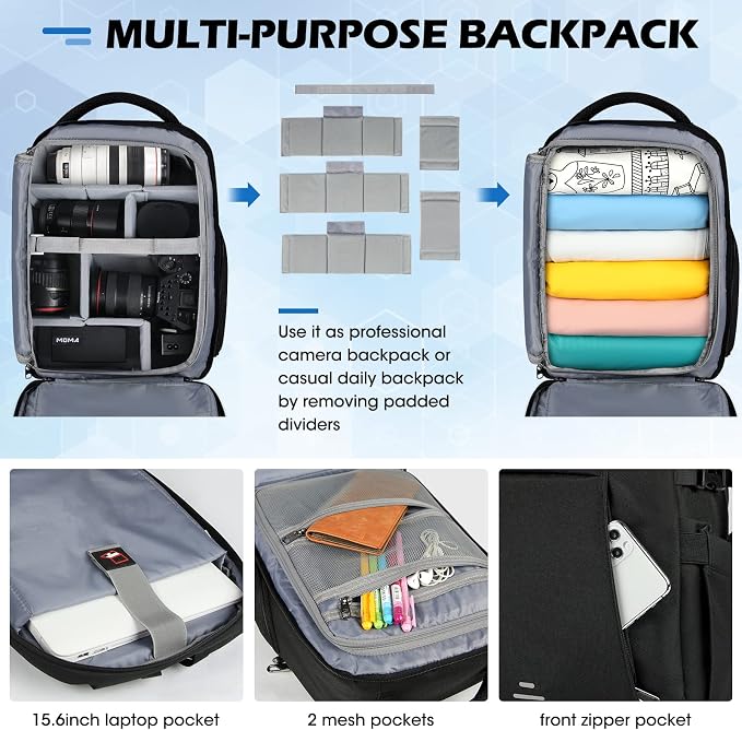 RAINSMORE Camera Backpack for DSLR SLR Mirrorless Cameras - Image 3