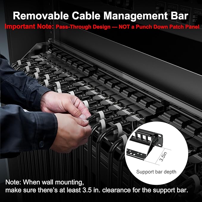 Jadaol 24 Port Patch Panel Rackmount or Wall Mount 19-Inch, 1U Cat 6 Network - Image 3